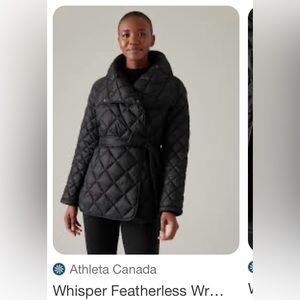 Athleta Whisper Featherless Wrap Jacket size S Black